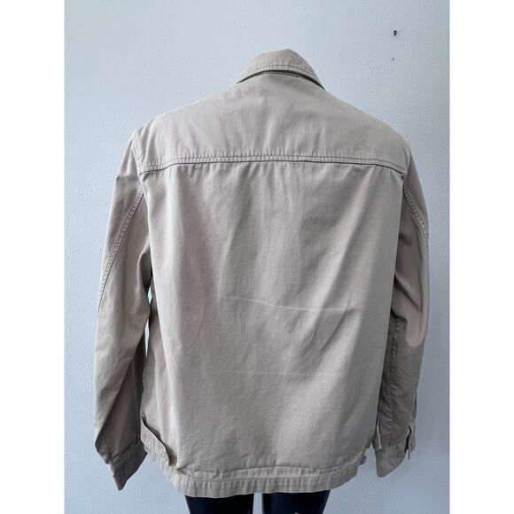 Polo Ralph Lauren Harrington Jacket Sz L Cream/Khaki Bomber Unlined Preppy FLAW - Picture 2 of 11